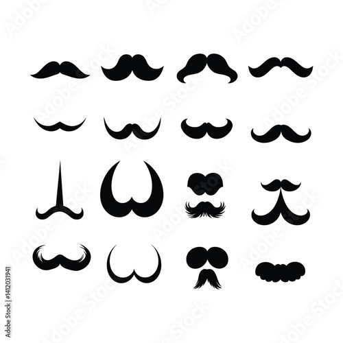 Beard Moustache silhouette clipart on a white background
