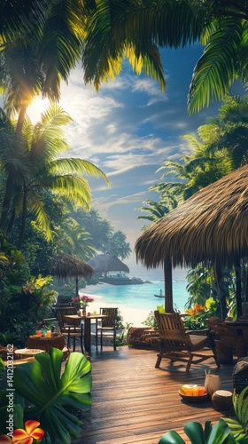 Tranquil Tropical Beachfront Restaurant