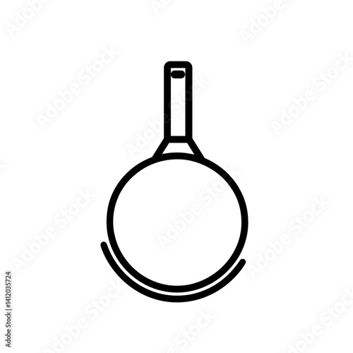 Round colander design, essential kitchen tool illustration, minimalist line art on a white background