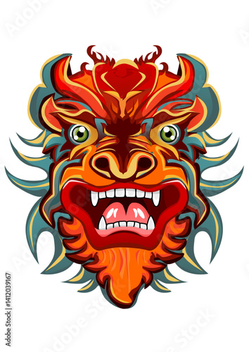 Illustration of a dragon's head