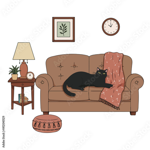 A naughty cat has messed up the furniture vector