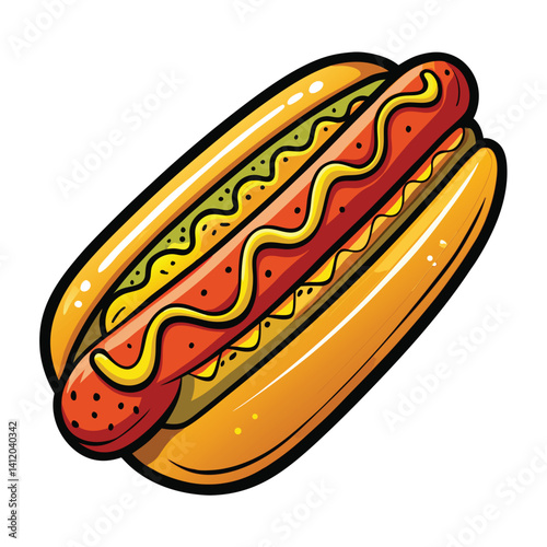 hot dog with mustard Hot dog detailed icon Vector art.