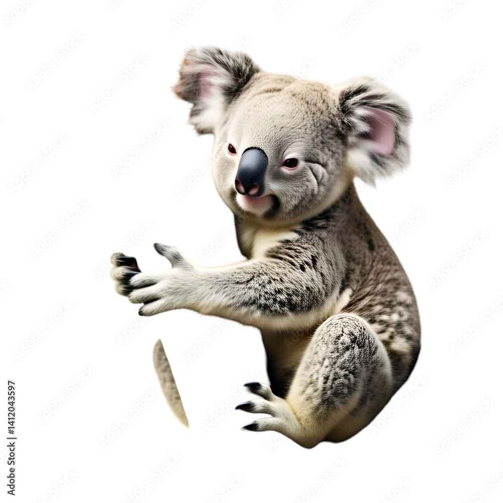 Koala hugging , front view, soft fur detail, isolated on white Koala hugging , front view, soft fur detail, isolated on white