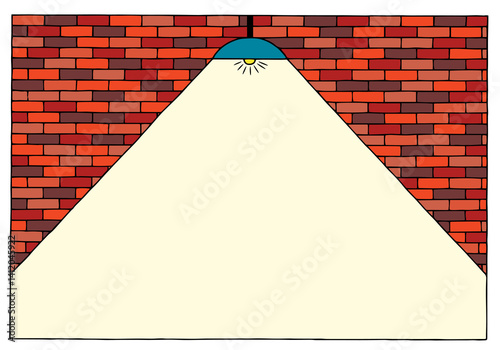 Chandelier on the background of a brick wall. Mockup.