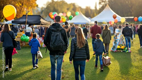 Family enjoying an autumn outdoor festival