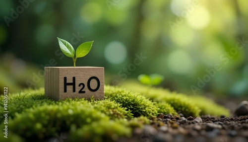 Text graphic stating H2O with  modern design emphasizing sustainability and environmental awareness