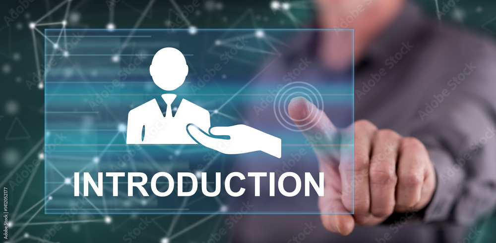 Man touching an introduction concept Man touching an introduction concept