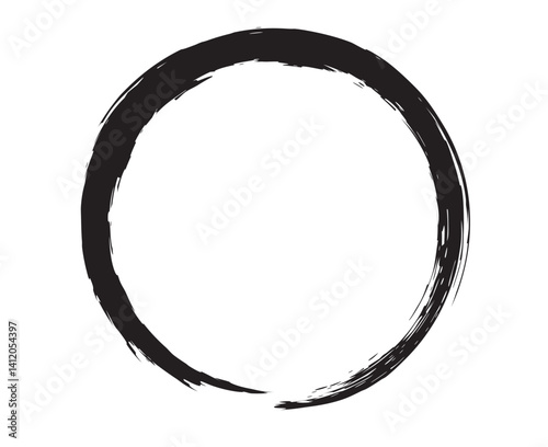 Black brush circle. A round stamp vector was isolated on the background, and a painted black brush circle vector was painted.
