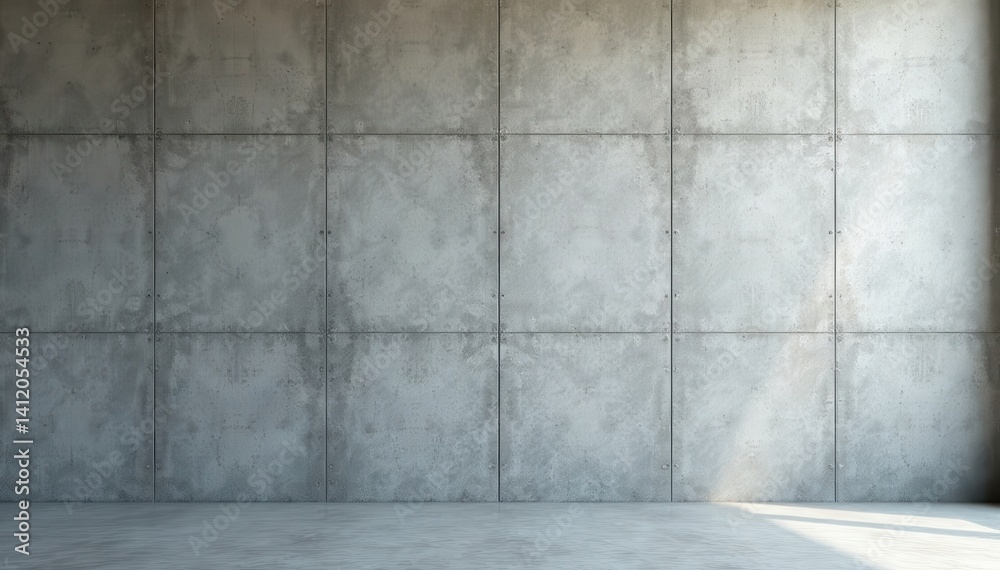 Fototapeta premium Modern concrete wall with subtle, grid-like texture, architecture, minimalist