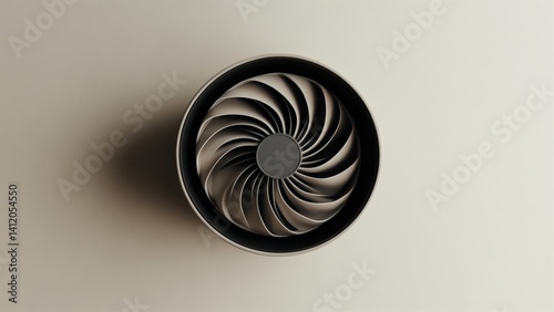 Aerial View of a Modern Turbojet Engine Fan Blade Design