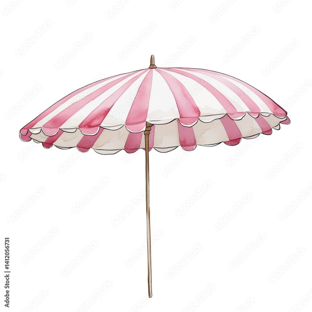 A colorful striped beach umbrella with a sturdy pole, designed to provide shade and enhance outdoor leisure activities. A colorful striped beach umbrella with a sturdy pole, designed to provide shade and enhance outdoor leisure activities.