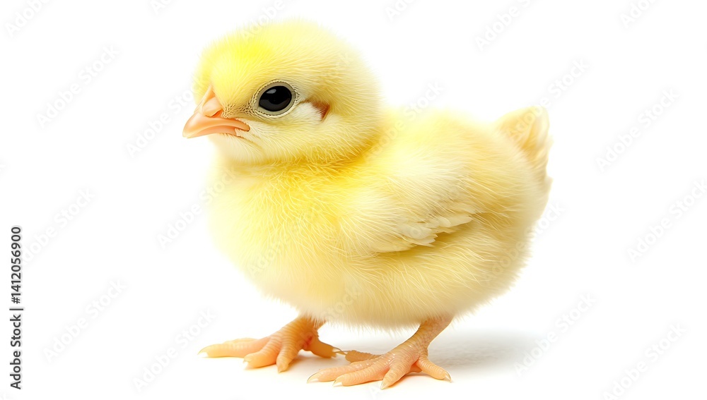 Fototapeta premium Cute yellow baby chick isolated on a white background