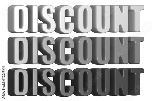 set of 3d render discount PNG images, grayscale, white, gray, black