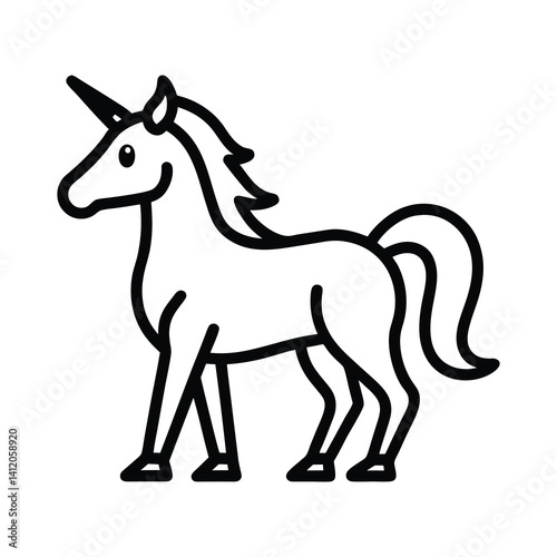 Flat Unicorn Line icon of silhouette vector illustration on white background