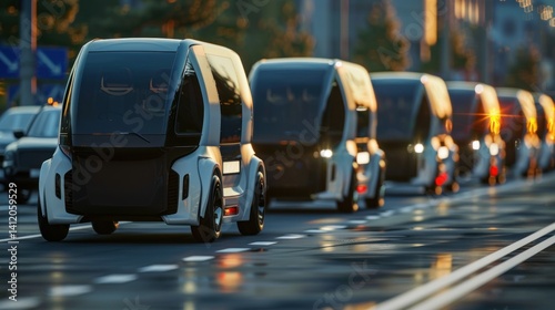 Wallpaper Mural Modern light rail vehicles in urban street scene Torontodigital.ca