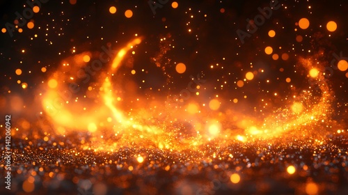 Fiery sparks and glitter create a dramatic backdrop. photo