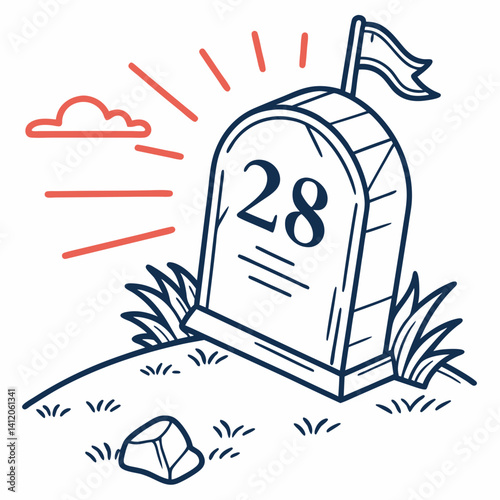 Tombstone Illustration With The Number Twenty Eight For Halloween Concepts And Designs