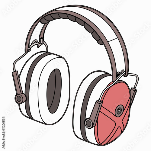 Illustrated Noise Cancelling Headphones For Sound Isolation Protection Vector Illustration