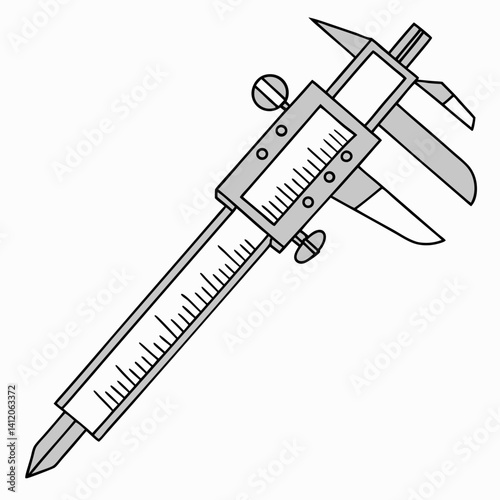 Engineering Caliper Tool For Precise Measurement Gray Scale Industrial Design