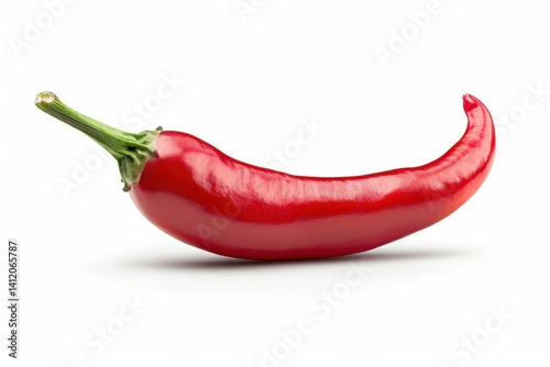 Vibrant red chili pepper resting elegantly on a smooth surface under soft lighting isolated on transparent background