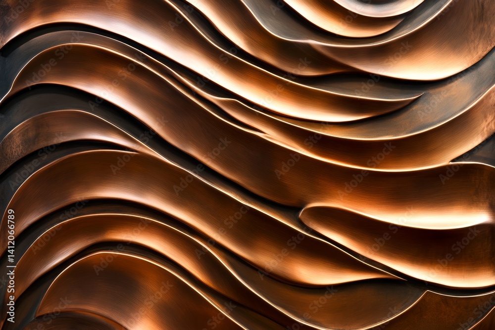 background of curved copper sheets