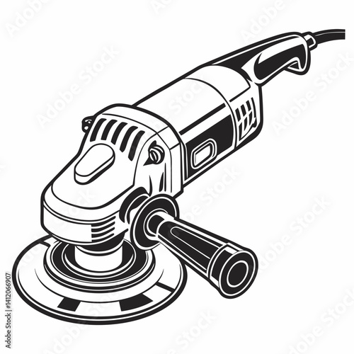 Electric Sander Vector Illustration For Woodworking And Renovation Projects In Black And White