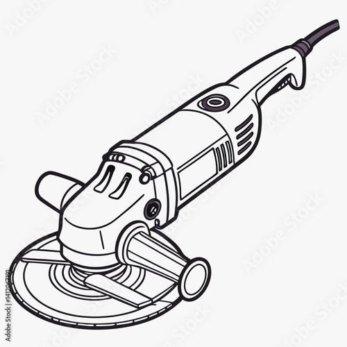 Isolated Outline Illustration Of An Angle Grinder For Diy Projects And Construction Work
