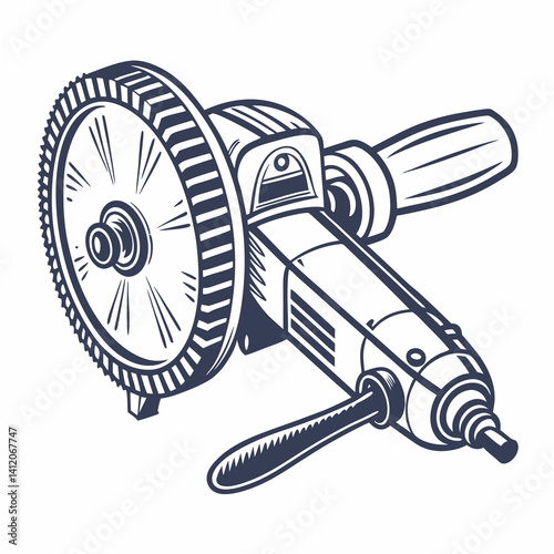 Vintage Style Circular Saw Illustration For Woodworking And Construction Projects