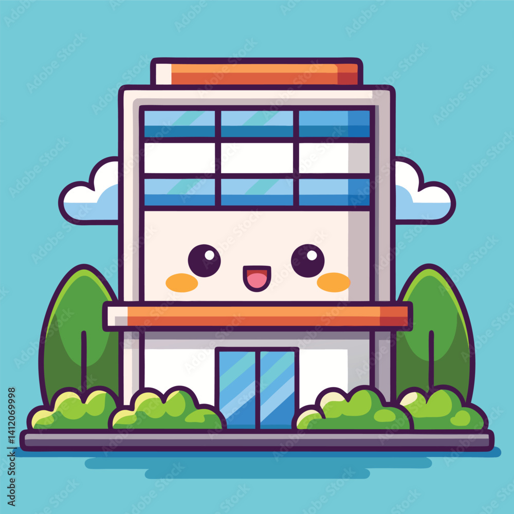 Obraz premium Cute Building with Happy Expression