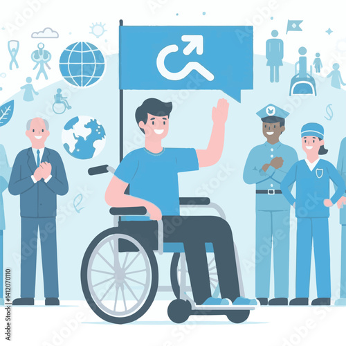 disability, day, international, illustration, people, world, vector, concept, care, banner, disabled, happy, disabilities, poster, awareness, health, national, sign, global, prevention, rights, month,