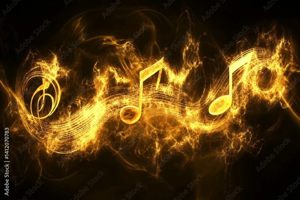 musical gradient background of gold and black tones