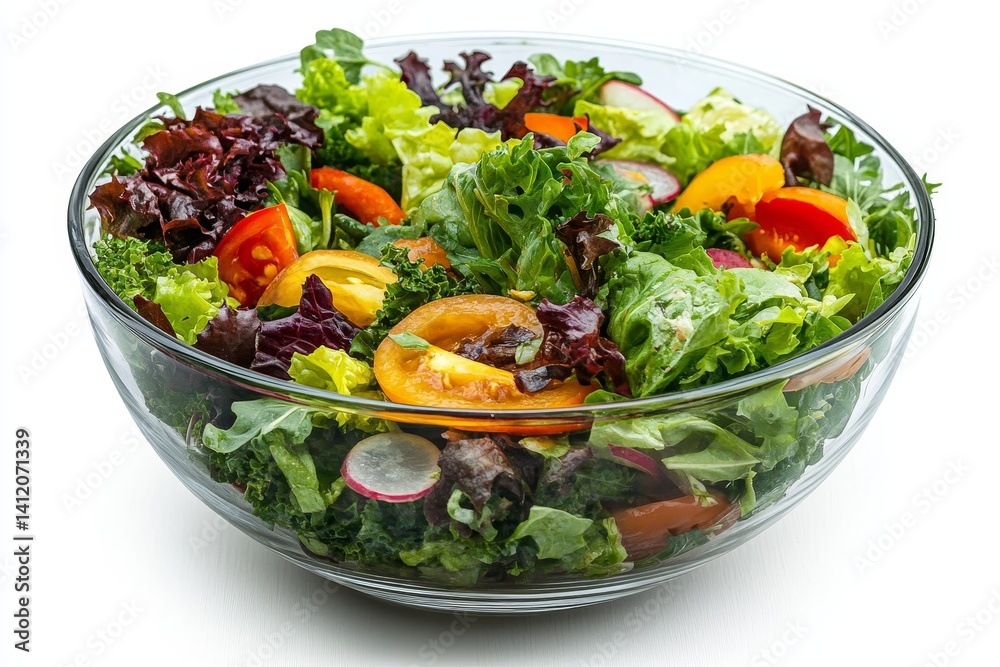 salad bowl with salad food isolated on a white background