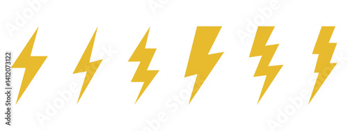 Vector electric lightning bolt logo set isolated on white background for electric power symbol,