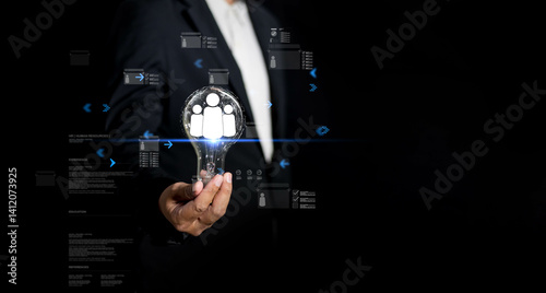 Businessman focuses on human resources strategy, career recruitment, client employment, and professional job network to support business growth and management success