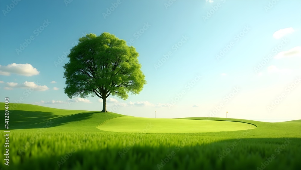Fototapeta premium lonely tree on green meadow