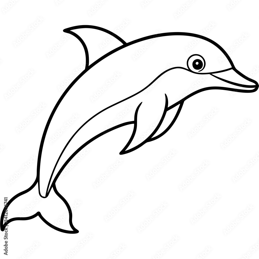 Fototapeta premium Stylized Dolphin Outline Artwork