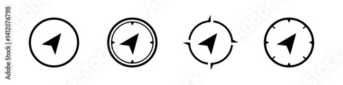 Compass icon. Navigation sign vector set. Gps wind rose symbol. Adventure compass orientation. North west south east direction. Gps navigation map sign.