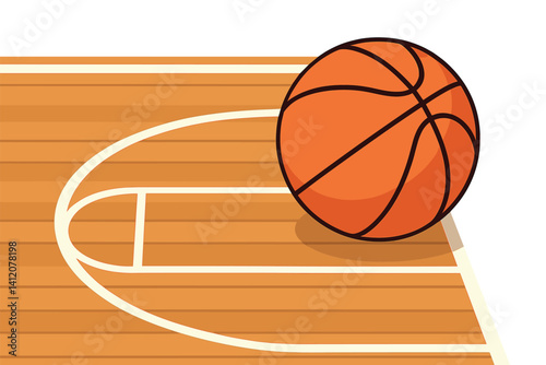 Minimalist basketball court corner with ball for sports design and inspiration