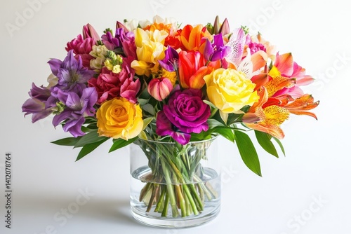 Wallpaper Mural Vibrant bouquet of colorful flowers in a clear glass vase, perfect for celebrations and gifts. Torontodigital.ca