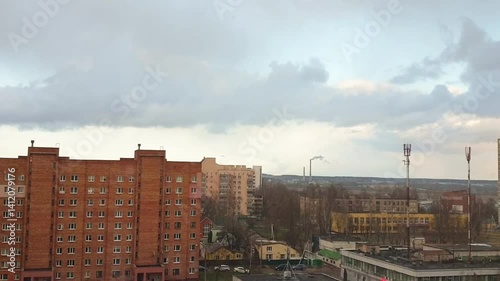 Time lapse of the city urban view demonstrating rapid weather change. Season