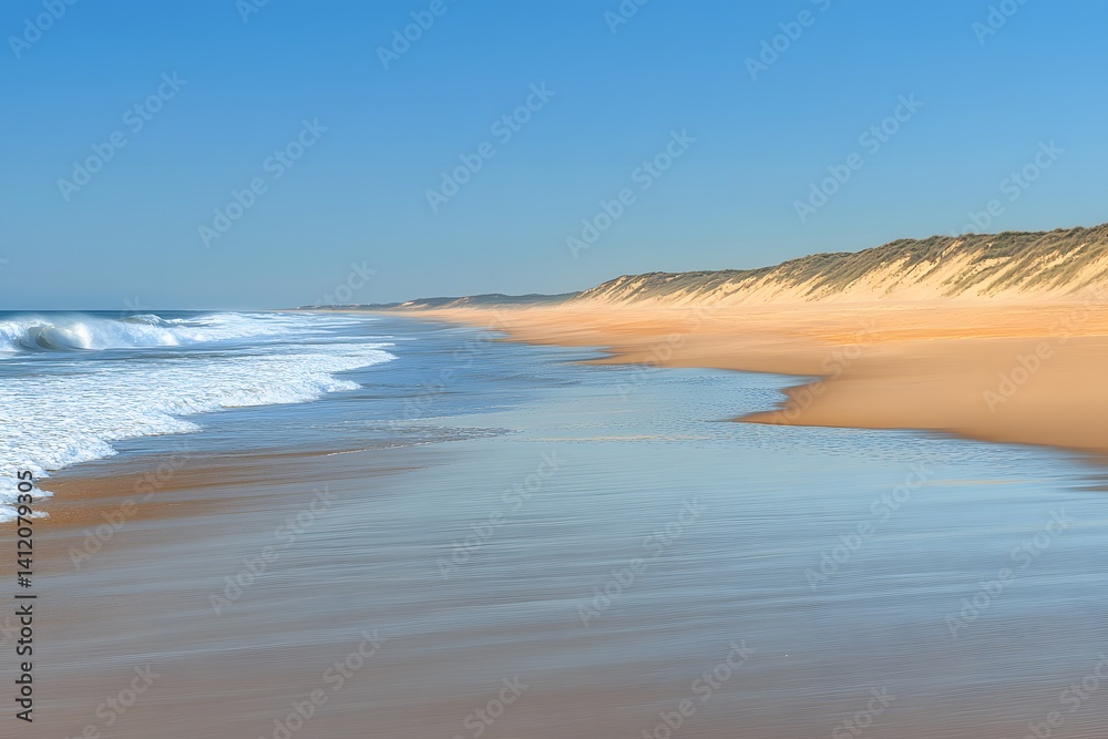 Obraz premium Stunning Ocean Beach Landscape with Sand Dunes
