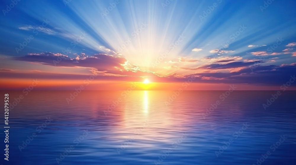 Fototapeta premium Majestic Ocean Sunset: A Breathtaking Display of Nature's Beauty