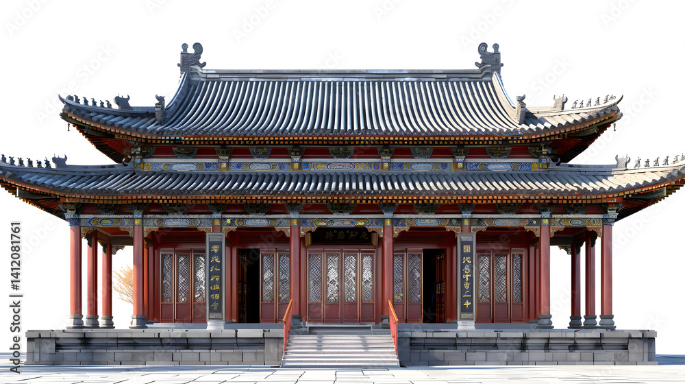 Beijing Xihuang Temple Front Hall White Background - Traditional Chinese Architecture Stock Photo Beijing Xihuang Temple Front Hall White Background - Traditional Chinese Architecture Stock Photo