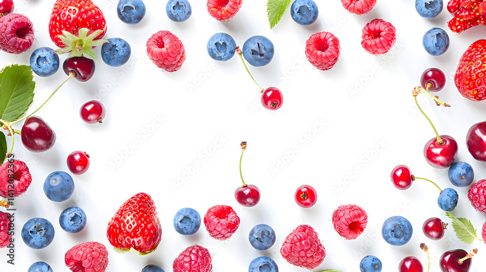 High-quality Berries Border Isolated on White Background for Professional Designs High-quality Berries Border Isolated on White Background for Professional Designs