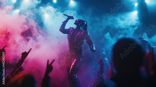 Wallpaper Mural Electric Performance: A Singer's Captivating Stage Presence Torontodigital.ca