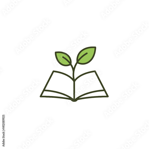The Growth of Knowledge An Open Book with Emerging Leaves