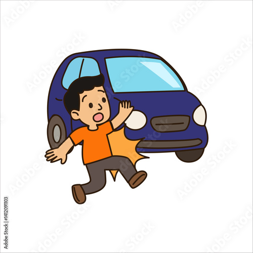 traffic accident. car motorcycle bicycle crash on road