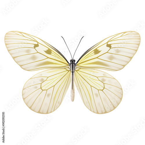 Obraz na płótnie Delicate White Butterfly with Elegant Translucent Wings, isolated on transparent background. w salonie
