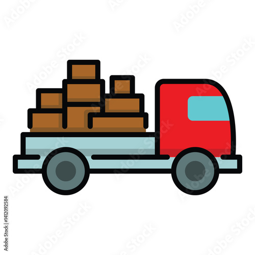 A fast-driving truck color icon, symbolizing swift delivery, efficient transportation, and quick logistics