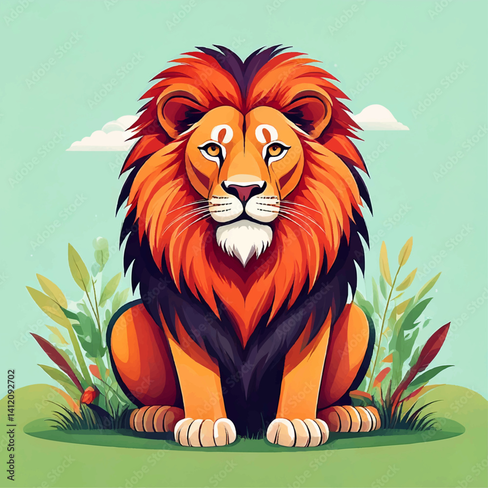 Cute Lion Cartoon Character Smiling with Big Eyes and Fluffy Mane, Adorable Jungle Animal Illustration for Kids and Educational Designs Cute Lion Cartoon Character Smiling with Big Eyes and Fluffy Mane, Adorable Jungle Animal Illustration for Kids and Educational Designs